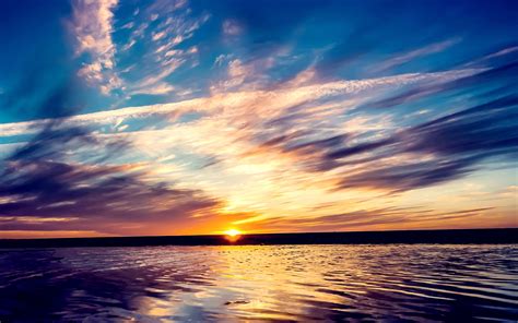 Wallpaper Sunlight Sunset Sea Water Nature Reflection Sky