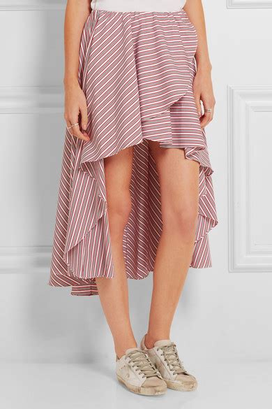Caroline Constas Adelle Asymmetric Striped Cotton Mini Skirt Net A