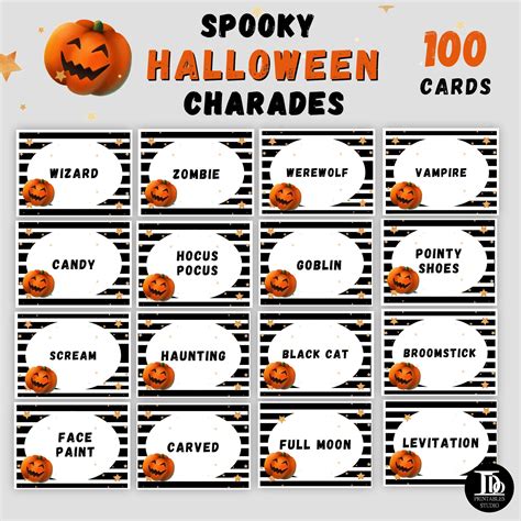 100 Halloween Charade Cards Halloween Party Cards Etsy Uk In 2022