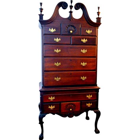 Antique Chippendale Highboy Solid Mahogany Circa 1880 From Front Porch