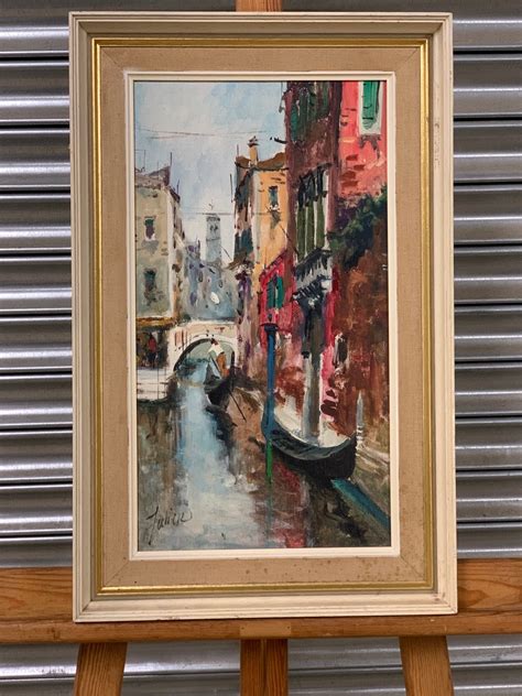 Beautiful Circa Mid Century Oil Painting Of A Venice Canal Scene Signed ...