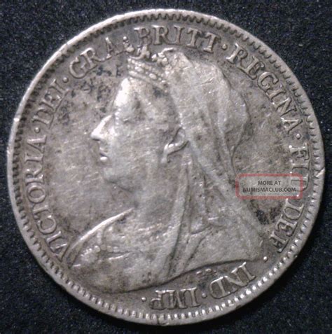 1901 Uk Silver 6 Pence Sixpence Great Britain Tanner Coin Yg