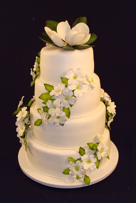 Dogwood Wedding Cake Created By Deseretdesigns Topped With A Magnolia