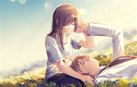 Download Romance Anime Couple With Sunlight Wallpaper