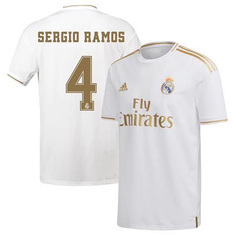 Mens Adidas Sergio Ramos White Real Madrid 201920 Home Replica Player