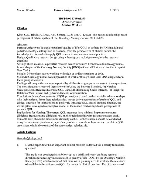 Qualitative Research Paper Critique Example - Uploaded by