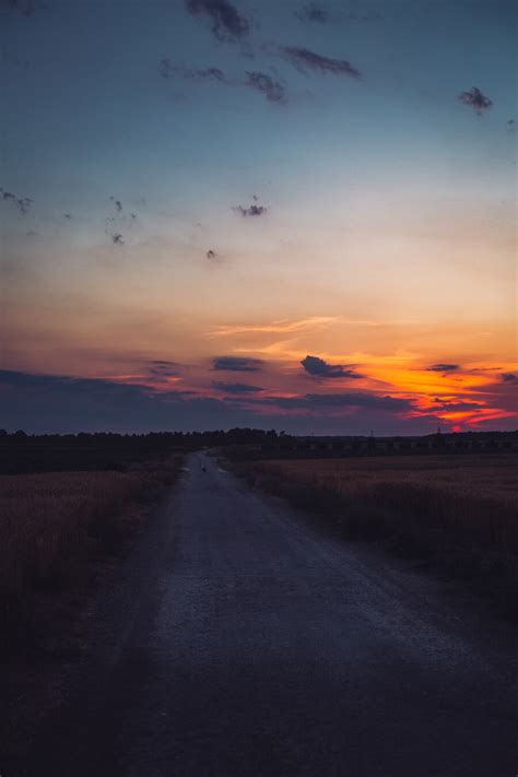 Free Picture Twilight Sunset Dusk Rural Road Field Agriculture