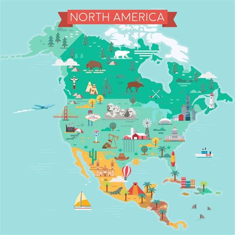 North America Map With Country Names Stock Illustration Illustration