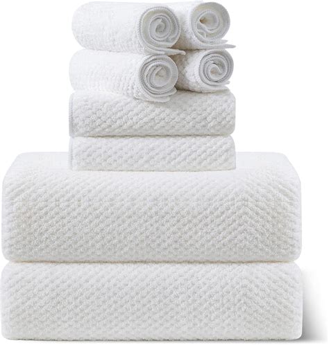 Jessy Home 8 Piece Towel Set Oversized Soft Cozy Towels 600 Gsm White Plush Towel Set