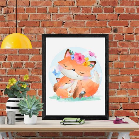 Little Fox Nursery Decor Baby Fox Printable Watercolor Printbaby