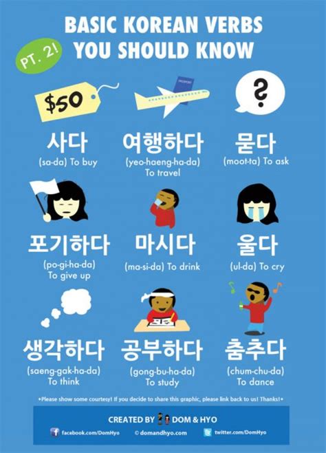 Basic Korean Verbs You Should Know Pt2 Learn Korean With Fun