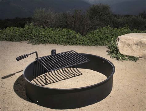 36 Steel Fire Ring With Cooking Grate Campfire Pit Park Grill Bbq