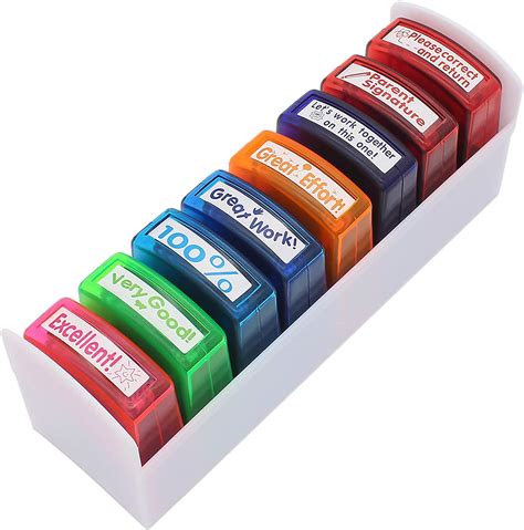 Buy Teacher Stamp Set Colorful Encouraging Comments Self Inking School Classroom Homework