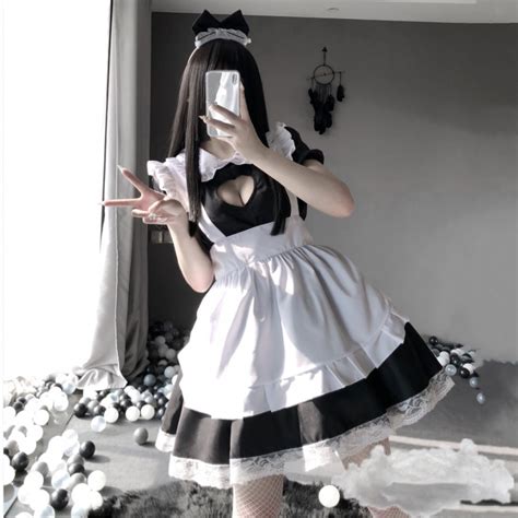 Women Sexy Maid Outfit Uniform Lace Cotton Apron Temptation Outfits