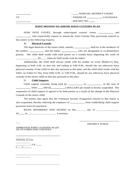 Joint Custody Domiciliary Parent Louisiana Fill Out And Sign Online Dochub