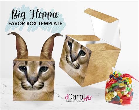 Big Floppa Box Papercraft Template Party Favor Box T Etsy