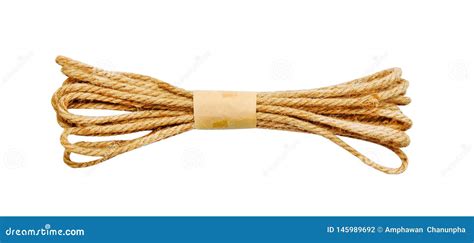 Small Brown Rope Isolated On White Background With Clipping Path Stock