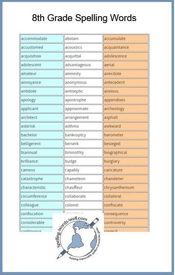 8th Grade Spelling Words To Challenge Your Students 8th Grade