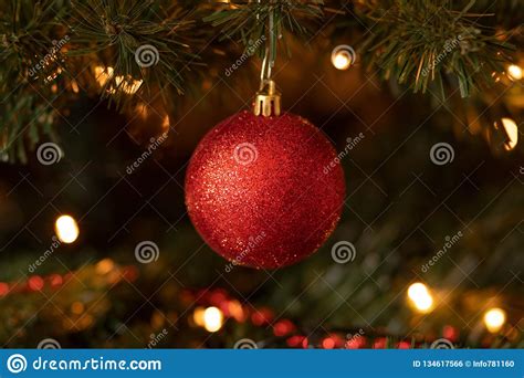 Red Sparkly Christmas Bauble Decoration Stock Photo Image Of