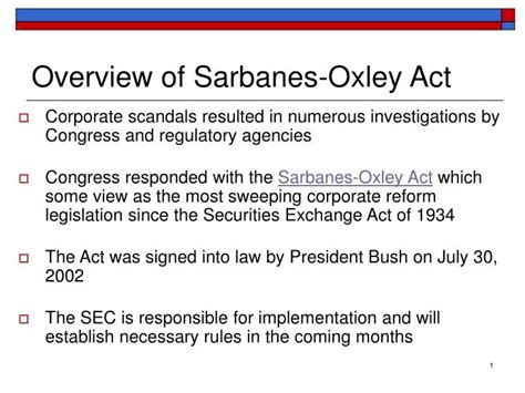 Ppt Overview Of Sarbanes Oxley Act Powerpoint Presentation Free