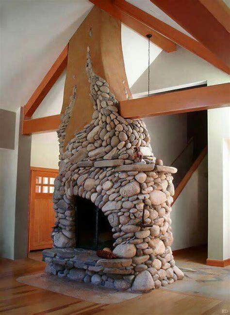 Gorgeous River Rock Fireplaces House Design Cob House