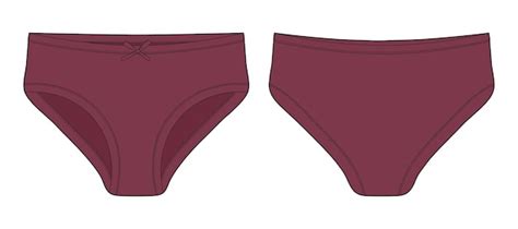 Premium Vector Technical Sketch Of Briefs For Girls Female Underpants Dark Red Color Women