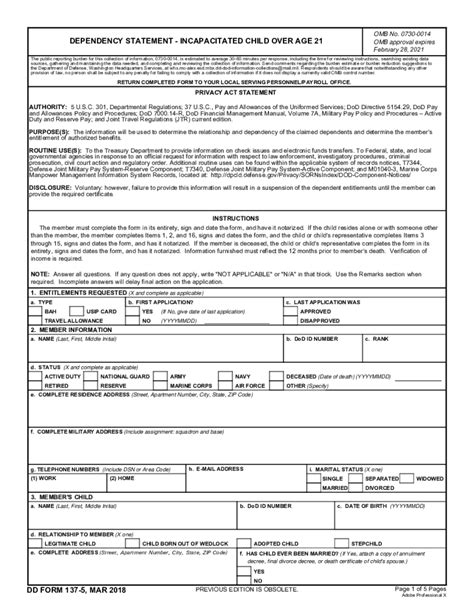 Dd Form 137 5 Fill Out Download Or Print