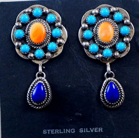 Item M Navajo Multistone Dangle Earrings By R Jaque Native