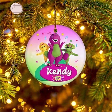 Personalized Barney And Friends Christmas Ceramic Ornament Designed