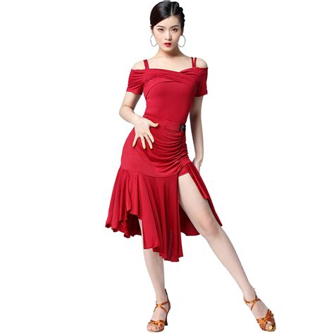 New Red Latin Dancewear Dress Salsa Tango Chacha Ballroom Practice Dresses Buy Red Latin Dance