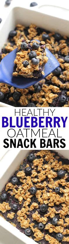 The prep time takes only 5 to 10 minutes: Blueberry Oatmeal Snack Bars | Recipe | Snacks, Blueberry oatmeal
