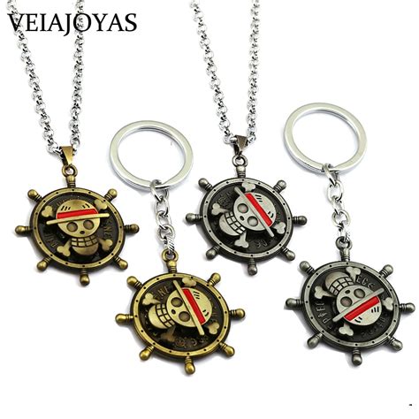 Anime One Piece Statement Necklace Luffy Straw Skull Rotatable Alloy