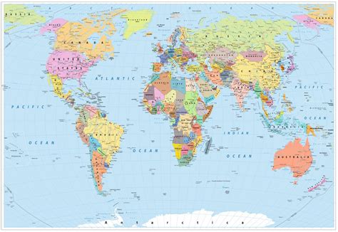Фотообои Политическая карта мира на английском языке продажа цена в