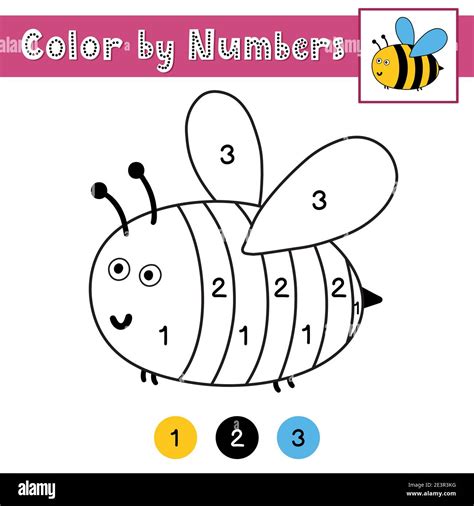 Color By Numbers Game For Kids Activity Page With A Cute Bee