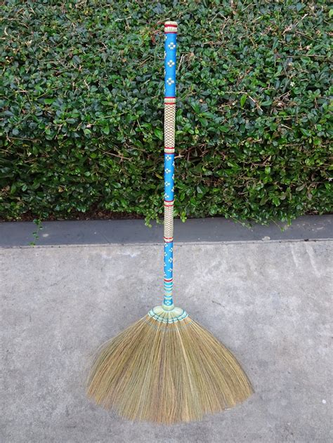Thai Grass Broom With Bamboo Broomstick Whisk Broom Handmade Etsy
