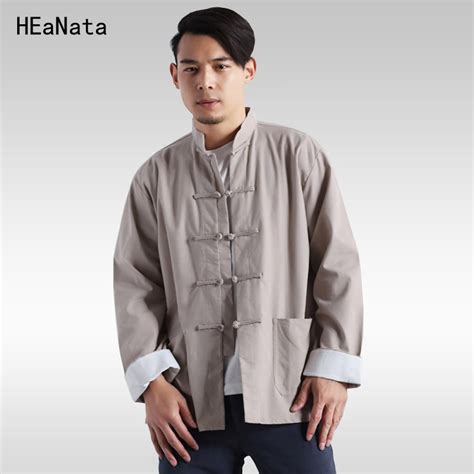 Traditional Harajuku Men Linen Shirts Long Sleeve Chinese Style