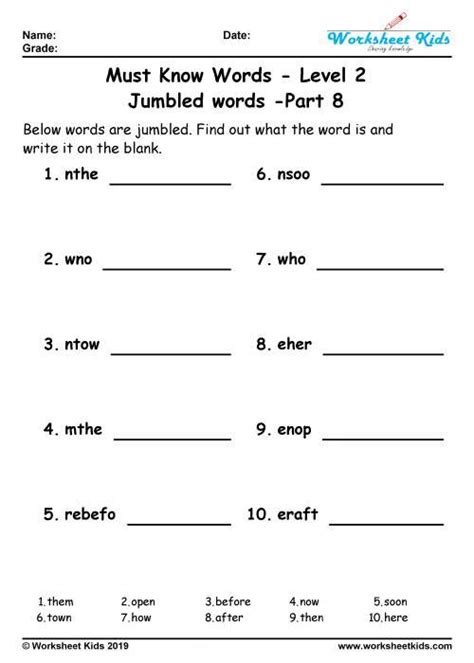 We did not find results for: Unscramble jumbled words puzzle for Grade 2 Worksheets ...