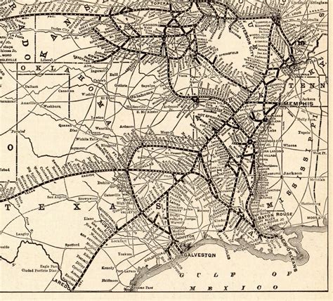 1923 Antique Missouri Pacific Railroad Map Vintage Railway Map 7599 In
