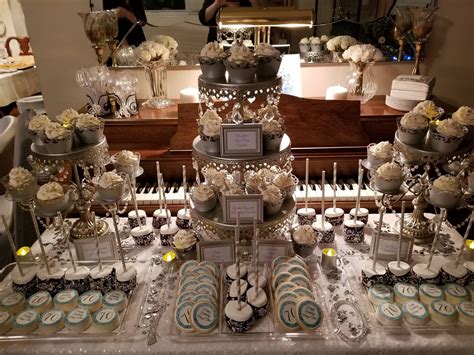 Mom's finished 70th birthday dessert buffet | Edible print cake