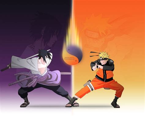 Wallpaper Naruto Vs Sasuke Bergerak