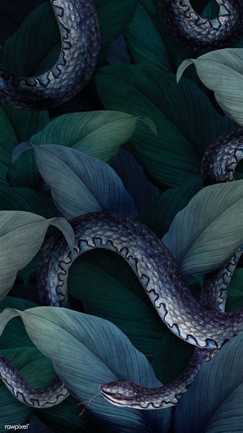 Snake On A Leafy Background Premium Image By