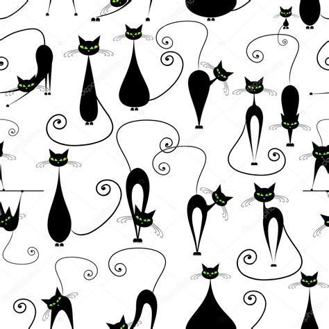 Black Cats Seamless Pattern For Your Design Stock Vector Image By ©kudryashka 30280441