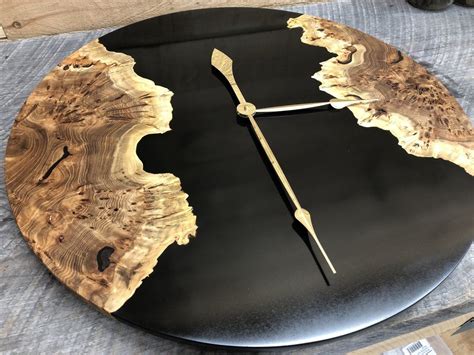 Maple Burl And Black Epoxy Clock Wood Clock Diy Epoxy Resin Wood