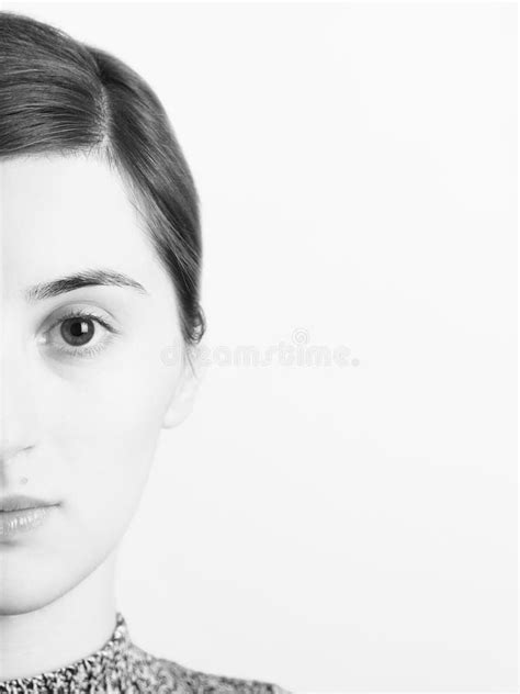 black and white half portrait of beautiful girl stock image image of beautiful female 83747305