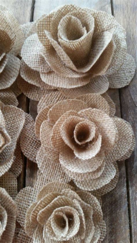 Burlap Flower Burlap Rose Country Wedding Cake Decorations Rustic