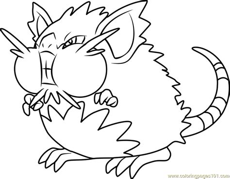 Alola Raticate Pokemon Sun And Moon Coloring Page For Kids Free