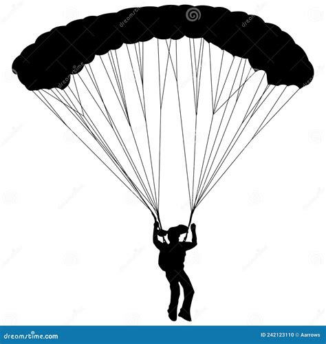 Skydiver Silhouettes Parachuting On White Background Stock Vector
