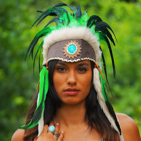 Green Feather Headdress Indian Headdress Novum Crafts