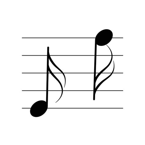 Semiquaver Or Sixteenth Note Symbol On Staff Flat Vector Isolated On