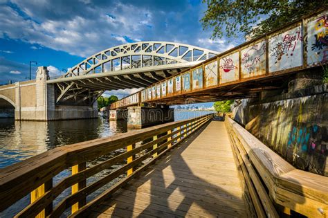 Boardwalk And Bridges Over The Charles River At Boston University In